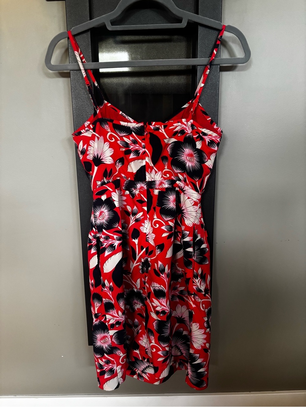 J.Crew Floral Sundress Size 00 Red Pink Tropical Print Lined Pockets - Picture 4 of 8